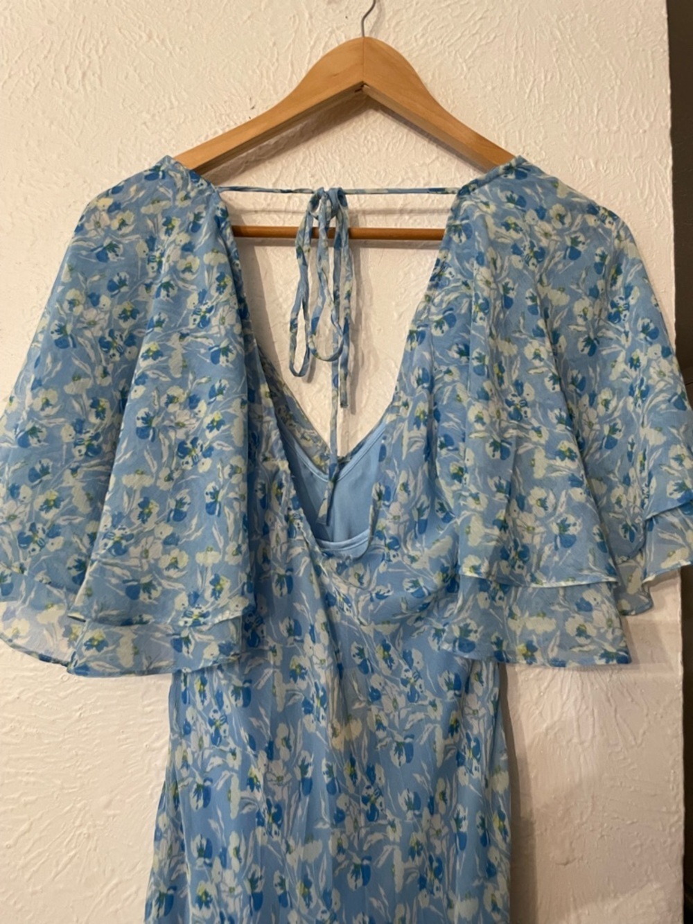 NWT Free People Sky Blue Floral V-Neck Maxi Dress Small - Picture 8 of 10